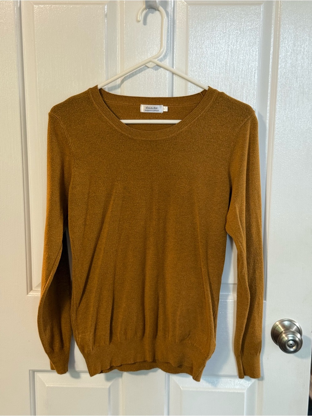 Caslon Long-Sleeve Crewneck Sweater in Caramel